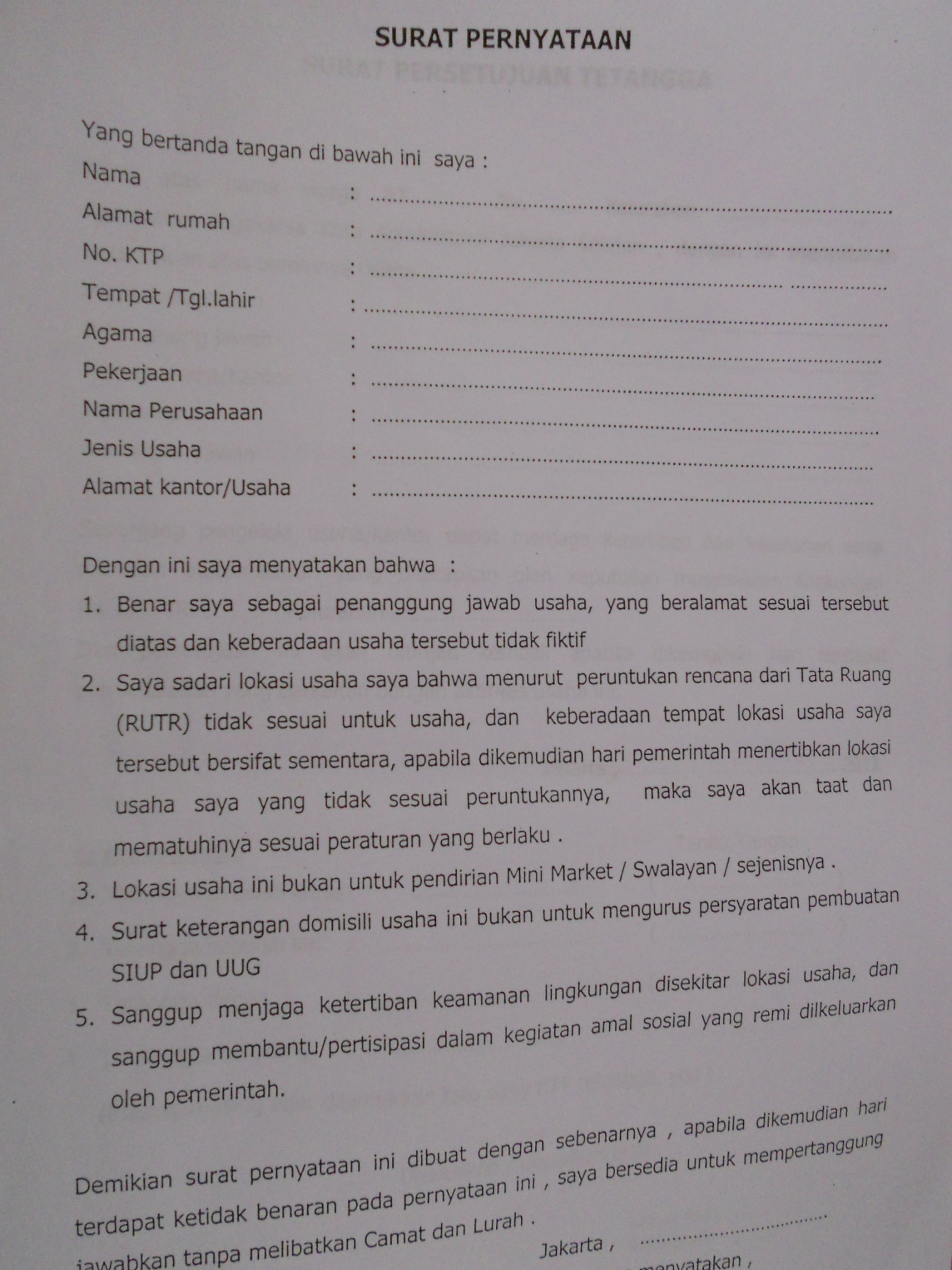 Copy surat tanah sertifikat 8 foto copy imb ipb ktr 9 surat pernyataan 
